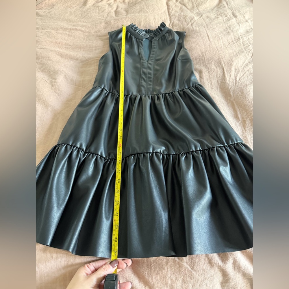 Fate Black Faux Leather Sleeveless Ruffle Dress - Picture 8 of 10